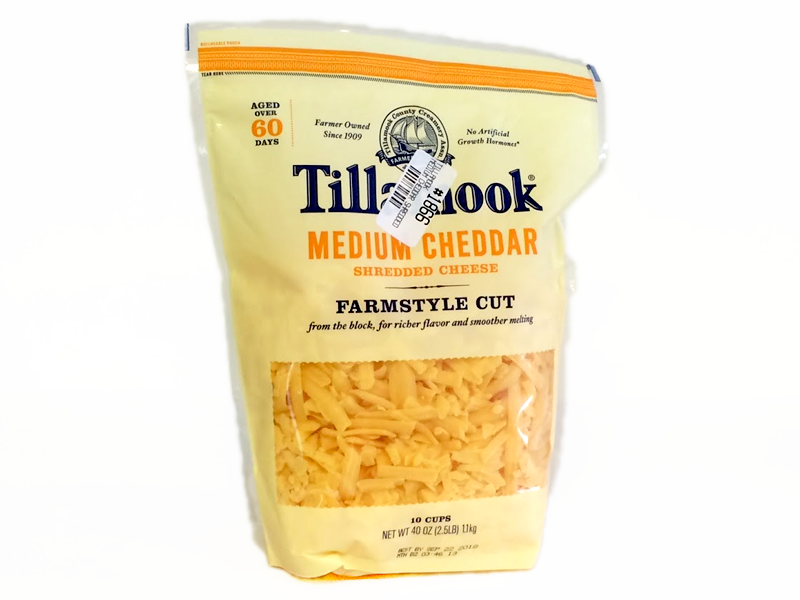 Tillamook Shredded Medium White Cheddar Cheese 5 lb. Bag - 4/Case